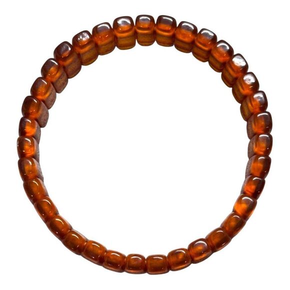 Vintage Stretch Natural Baltic Amber Tone Beaded Stretch Bracelet Real Retro - Picture 3 of 6